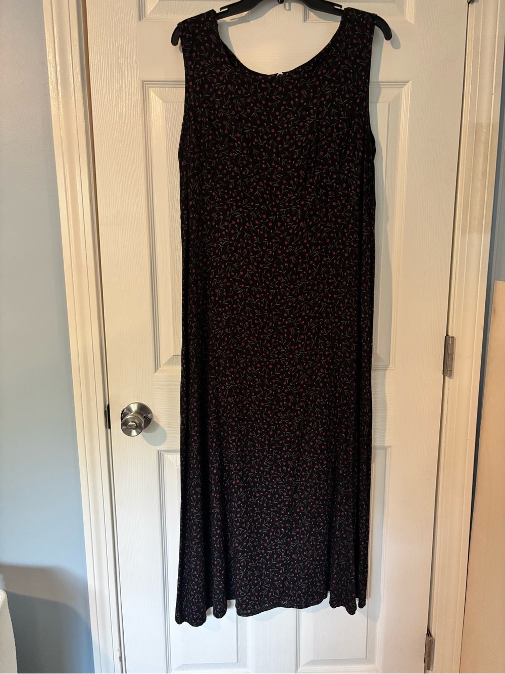 Black Maxi Dress with Pink Floral Print